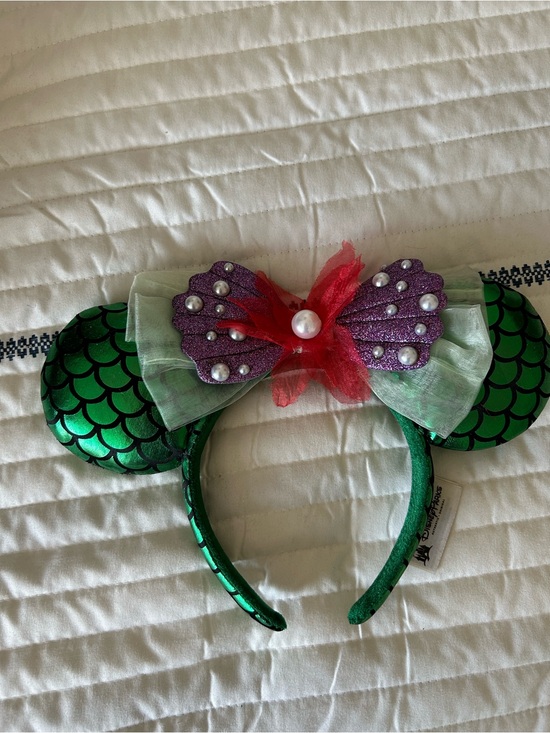 Disney Accessories - Disney Ariel Little Mermaid Minnie Ears with Purple Shell and Res Flower